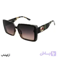 عینک آفتابی مربعی شکل GUCCI با فریم هاوانا، از جنس کائوچو و لنز قهوه ای هایلایت مدل 3374