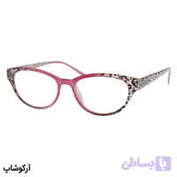 عینک مطالعه زنانه نزدیک بین نمره +2.25 (به همراه قاب و دستمال)، رنگ صورتی لولا فنری مدل Y18132