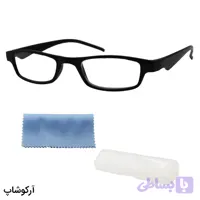 عینک مطالعه نمره +2.25 نزدیک بین با فریم مشکی براق و مستطیلی شکل (به‌همراه قاب و دستمال) مدل TOP-25
