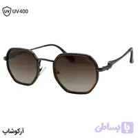 عینک آفتابی کارتیه با فریم رنگ نوک مدادی و طوسی، شکل چندضلعی و لنز دودی سایه روشن مدل C598