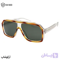 عینک آفتابی Carrera با فریم شکل چندضلعی، رنگ قهوه‌ای، دسته رنگ شفاف و سیم‌دار و لنز سبز تیره مدل TR28015