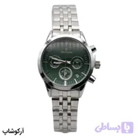 ساعت زنانه ROMANSON نقره‌ای، صفحه سبز یشمی، بند استیل مش‌لینک نقره‌ای، قاب گرد، موتور کوارتز کرنوگراف، قفل تاکتیکی مدل RM0228G