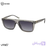 عینک آفتابی GUESS با فریم طوسی براق، (سایز بزرگ) و دسته سیم‌دار و لنز دودی سایه روشن مدل GU6979
