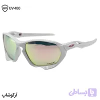عینک ورزشی اوکلی با فریم سفید براق، بیس‌دار، لنز جیوه‌ای، چند رنگ و UV400 مدل OO9019-0959