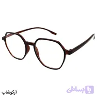 عینک مطالعه نمره +1.25 نزدیک بین با فریم قهوه ای رنگ و شکل هندسی (بهمراه قاب و دستمال) مدل XS1012