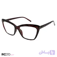 عینک مطالعه نزدیک بین نمره +2.00 با فریم گربه ای، قهوه ای (بهمراه قاب و دستمال) مدل 22-8 (TJ۳۱۹۱)