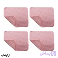 بسته 4 عددی دستمال عینک از جنس میکروفایبر، رنگ صورتی و طرح دار کد 992885-4