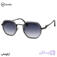 عینک آفتابی CARTIER با فریم رنگ نوک مدادی و طوسی، شکل چندضلعی و لنز دودی سایه روشن مدل C598
