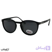 عینک آفتابی پلاریزه PERSOL با فریم TR، شکل گرد، رنگ مشکی مات، دسته طوسی و لنز دودی مدل P3222