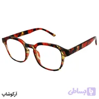 عینک مطالعه نزدیک بین نمره +2.00 با فریم مربعی، رنگ قهوه ای طرح دار و دسته فنری مدل 22-11