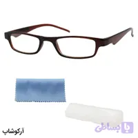 عینک مطالعه نمره +2.25 نزدیک بین با فریم قهوه‌ای براق و مستطیلی شکل (به‌همراه قاب و دستمال) مدل TOP-25