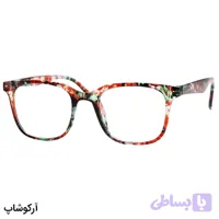 عینک مطالعه نزدیک بین نمره +1.75 با فریم چند رنگ، مربعی شکل و دسته فنردار مدل 23-33