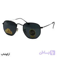 عینک آفتابی Ray-Ban با فریم رنگ مشکی، شکل چندضلعی و لنز دودی تیره و جنس سنگ مدل RB3548