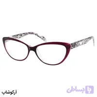 عینک مطالعه نزدیک بین نمره +2.25 با فریم رنگ بنفش، شکل گربه‌ای (بهمراه قاب و دستمال) مدل FB2006