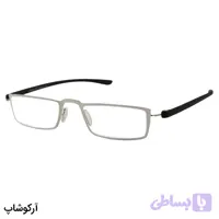 عینک مطالعه نمره +3.00 نزدیک بین با فریم مستطیلی، رنگ نقره‌ای، جنس تیتانیوم، دسته TR، مشکی مات مدل L5018BK