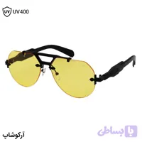 عینک شب لاکچری Cartier با طراحی فریملس، رنگ مشکی، شکل خلبانی، دسته مشکی و لنز زرد رنگ مدل ZS0025