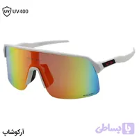 عینک ورزشی OAKLEY مدل سوترو (SUTRO) با فریم سفید مات و لنز جیوه‌ای چند رنگ کد 25552