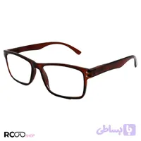 عینک مطالعه نمره +2.75 با لنز سنگ و شیشه ای، قهوه ای رنگ (بهمراه قاب و دستمال)مدل 12835 711