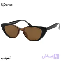 عینک آفتابی زنانه بالینسیاگا با فریم شکل چشم گربه‌ای، رنگ قهوه‌ای و مشکی، دسته سیم‌دار و لنز قهوه‌ای تیره مدل 8850