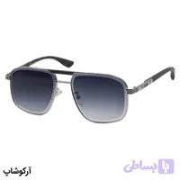 عینک آفتابی Cartier با فریم شکل هندسی، رنگ نقره‌ای، دسته چوبی و لنز بنفش سایه روشن مدل 2524