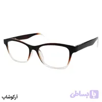 عینک مطالعه نمره +2.00 نزدیک بین با فریم قهوه ای به همراه قاب و دستمال، دسته فنر مدل 22-4