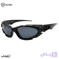 عینک OAKLEY طرح Plate با فریم مشکی مات، شکل بیضی، بیس‌دار و لنز دودی تیره مدل 9367