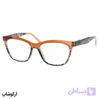 عینک مطالعه زنانه نزدیک بین نمره +1.50 با فریم قهوه‌ای ولولا فنری (بهمراه قاب و دستمال) مدل Y18164