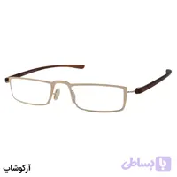 عینک مطالعه نمره +3.50 نزدیک بین با فریم مستطیلی، رنگ طلایی، جنس تیتانیوم، دسته TR، قهوه‌ای مات مدل L5018BK