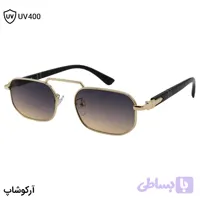 عینک آفتابی ترند Persol اشرف تک با فریم مستطیلی شکل، رنگ طلایی براق و لنز دو رنگ سایه روشن مدل S3081