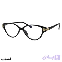 عینک مطالعه زنانه نمره +2.50 نزدیک بین با فریم مشکی براق و شکل گربه‌ای (به‌همراه قاب و دستمال) مدل ARS750