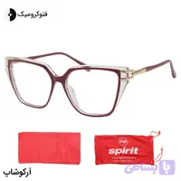 عینک آفتابی زنانه اسپیریت با فریم صورتی، شکل چشم گربه‌ای، دسته سیم‌دار، عدسی فتوکرومیک و رنگ ثانویه دودی مدل 82204