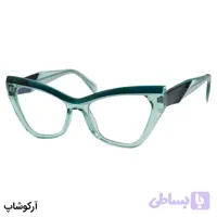 عینک طبی زنانه شوپارد با فریم رنگ سبز براق، شکل چشم گربه‌ای، دسته سیم‌دار و لولا فنردار مدل 2198