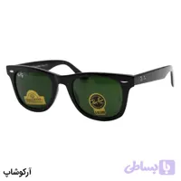 عینک آفتابی Ray-Ban با فریم ویفرر عدسی شیشه سنگ، رنگ مشکی و لنز سبز (سایز 50 – متوسط) مدل RB2140 L-884