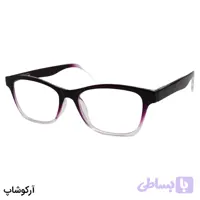 عینک مطالعه نمره +2.50 نزدیک بین با فریم بنفش به همراه قاب و دستمال، دسته فنر مدل 22-4