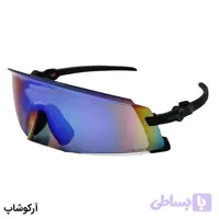 عینک ورزشی OAKLEY با فریم مشکی رنگ، عدسی آینه ای و چند رنگ مدل 009455