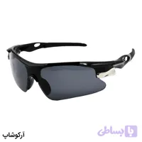 عینک ورزشی نیم فریم OAKLEY با فریم مشکی رنگ و عدسی دودی تیره مدل 806