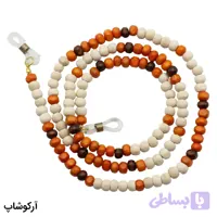 بند عینک از جنس چوبی و رنگ قهوه‌ای، سفید و نارنجی مدل 993009