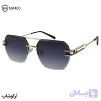 عینک آفتابی میباخ با طراحی نیم‌فریم، شکل چندضلعی، رنگ طلایی براق و عدسی دودی سایه روشن مدل 2493