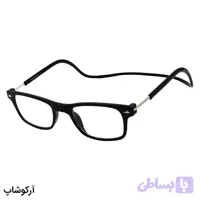 عینک مطالعه نمره +2.00 نزدیک بین با فریم مگنتی و آهنربایی، مشکی رنگ و رو گردنی مدل MG221