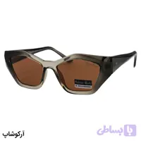 عینک آفتابی زنانه ویتوریو ریچی با فریم چندضلعی، رنگ طوسی، دسته سیم‌دار، لنز قهوه‌ای تیره و پلاریزه مدل 9845