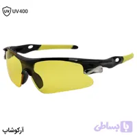 عینک ورزشی نیم فریم OAKLEY با فریم مشکی رنگ و عدسی زرد رنگ مدل 806