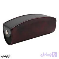 کیف عینک از جنس چرم درجه یک، شکل مستطیلی، قرمز رنگ و درب دکمه‌ای مدل 993100