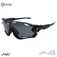 عینک ورزشی اوکلی JAW با فریم رنگ مشکی مات، بیس دار و لنز دودی تیره و UV400 مدل OO9290
