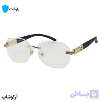 عینک CARTIER با طراحی فریملس، شکل چند ضلعی، دسته طرح چوب و لنز بی‌رنگ و شفاف (بلوکات) مدل OW3123