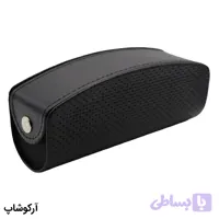 کیف عینک از جنس چرم درجه یک، شکل مستطیلی، مشکی رنگ و درب دکمه‌ای مدل 993099