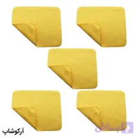 بسته 5 عددی دستمال عینک از جنس میکروفایبر، رنگ زرد و طرح دار کد 992886-5