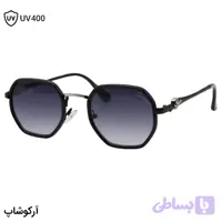 عینک آفتابی کارتیه با فریم رنگ مشکی براق، شکل چندضلعی و لنز دودی سایه روشن مدل C598