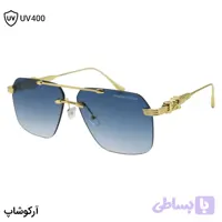 عینک آفتابی کروم هارتز با طراحی فریملس، رنگ طلایی، شکل چندضلعی و عدسی آبی سایه روشن مدل 17559