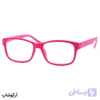 عینک مطالعه نزدیک بین نمره +3.50 با فریم مستطیلی، رنگ صورتی مات و دسته فنری مدل 18-12