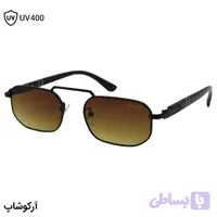 عینک آفتابی ترند Persol اشرف تک با فریم مستطیلی شکل، رنگ مشکی براق و لنز قهوه‌ای سایه روشن مدل S3081